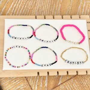 Swiftie Bracelet Set 6 Pc 1989 Eras Lover Fearless Stretch Stack Friendship Set
